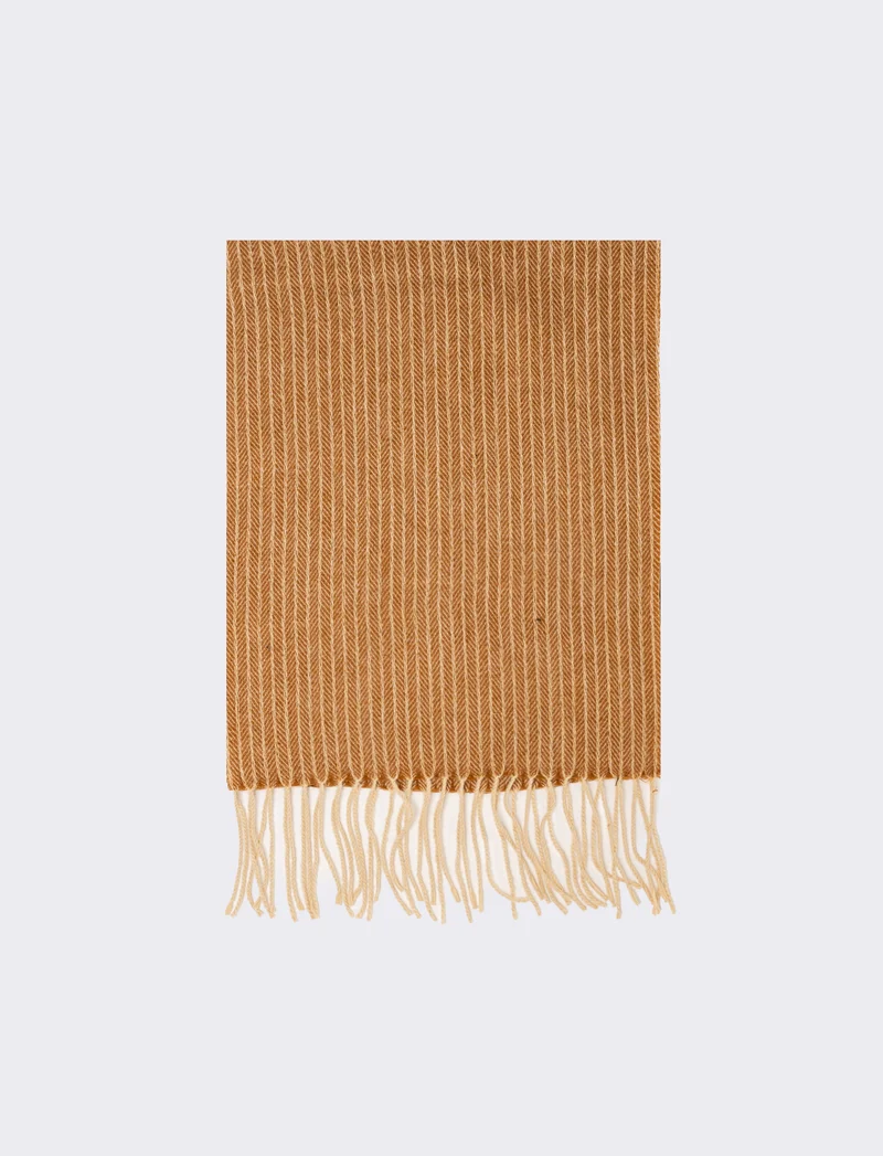 Sciarpa spigata e rigata uomo - Beige