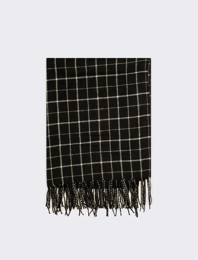 Sciarpa quadri con frange peso medio uomo - Nero