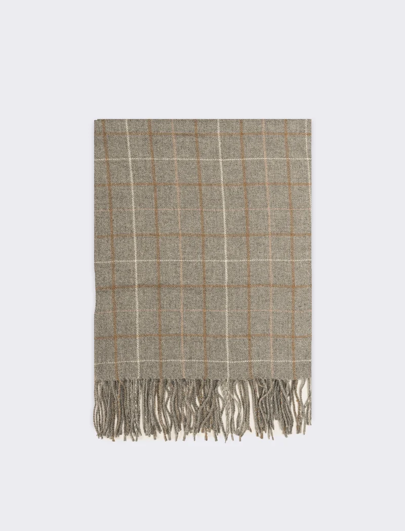 Sciarpa quadri con frange peso medio uomo - Grigio