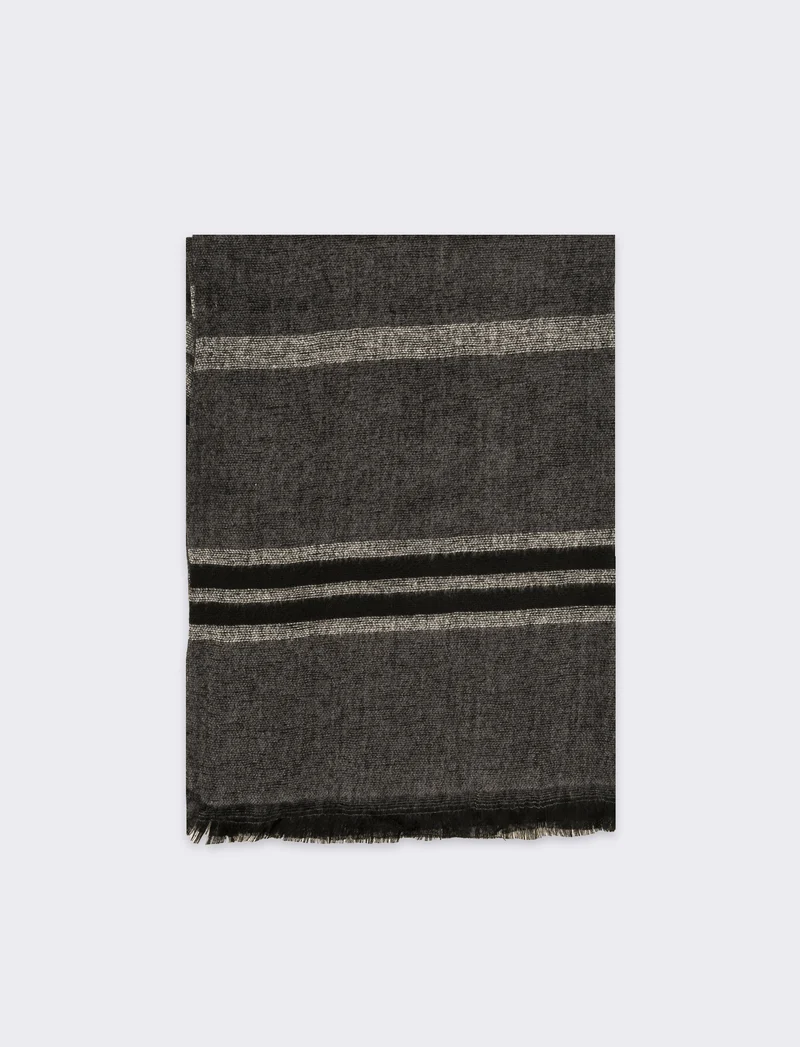 Sciarpa righe sfrangiata peso leggero uomo - Grigio