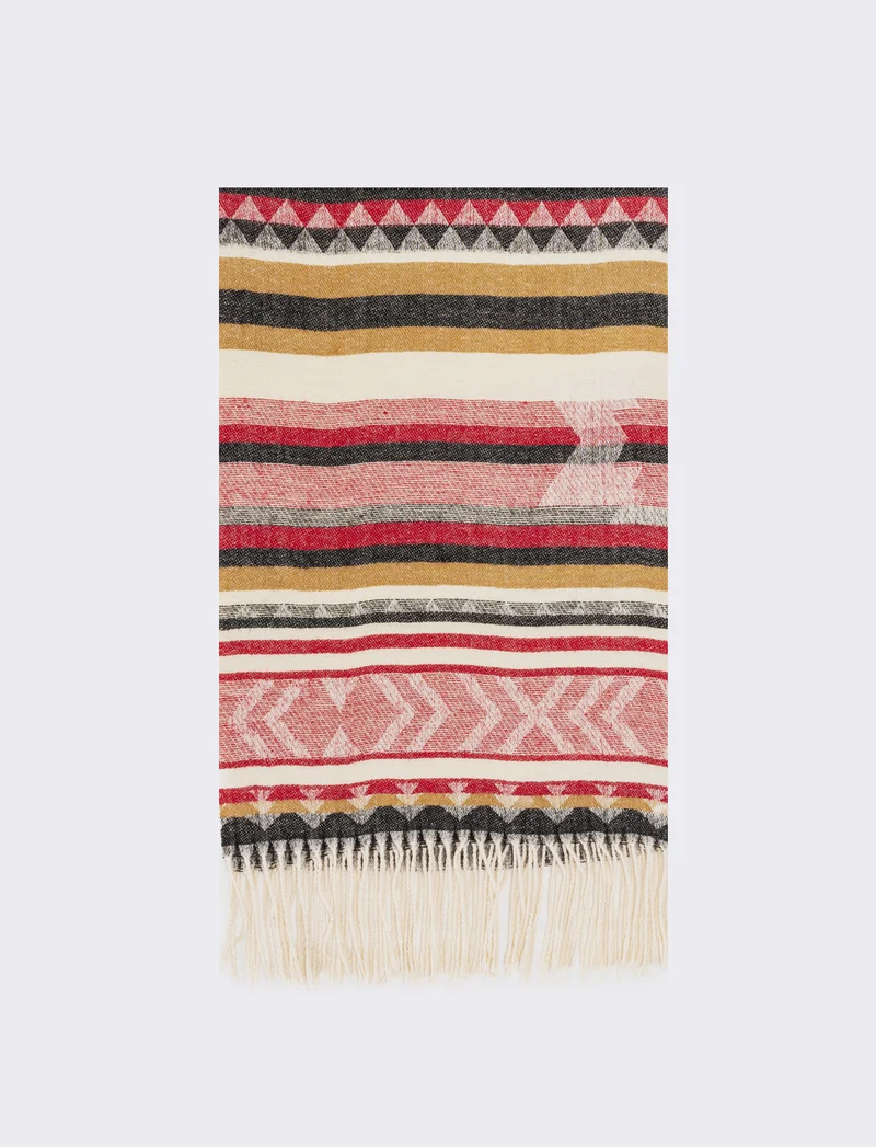 Sciarpa con frange stampa etnica uomo - Rosso