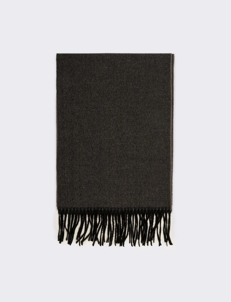 Sciarpa uomo basic con frange - Nero