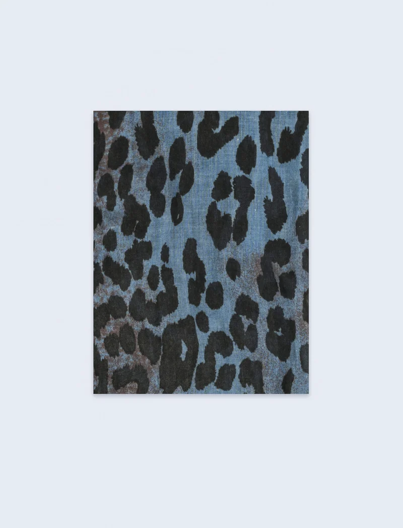 Foulard con rouche leopardato - Blu