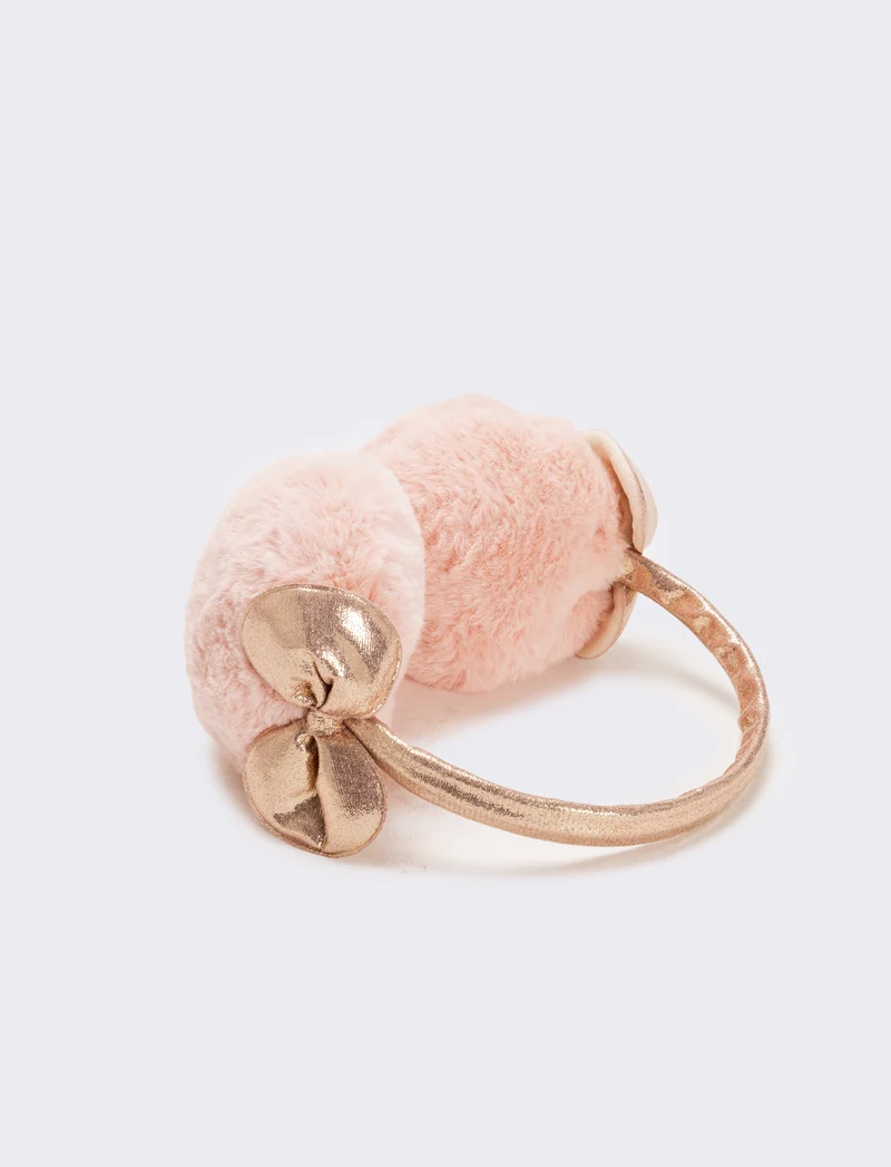 Copriorecchie con fiocco bambina - Oro rosa