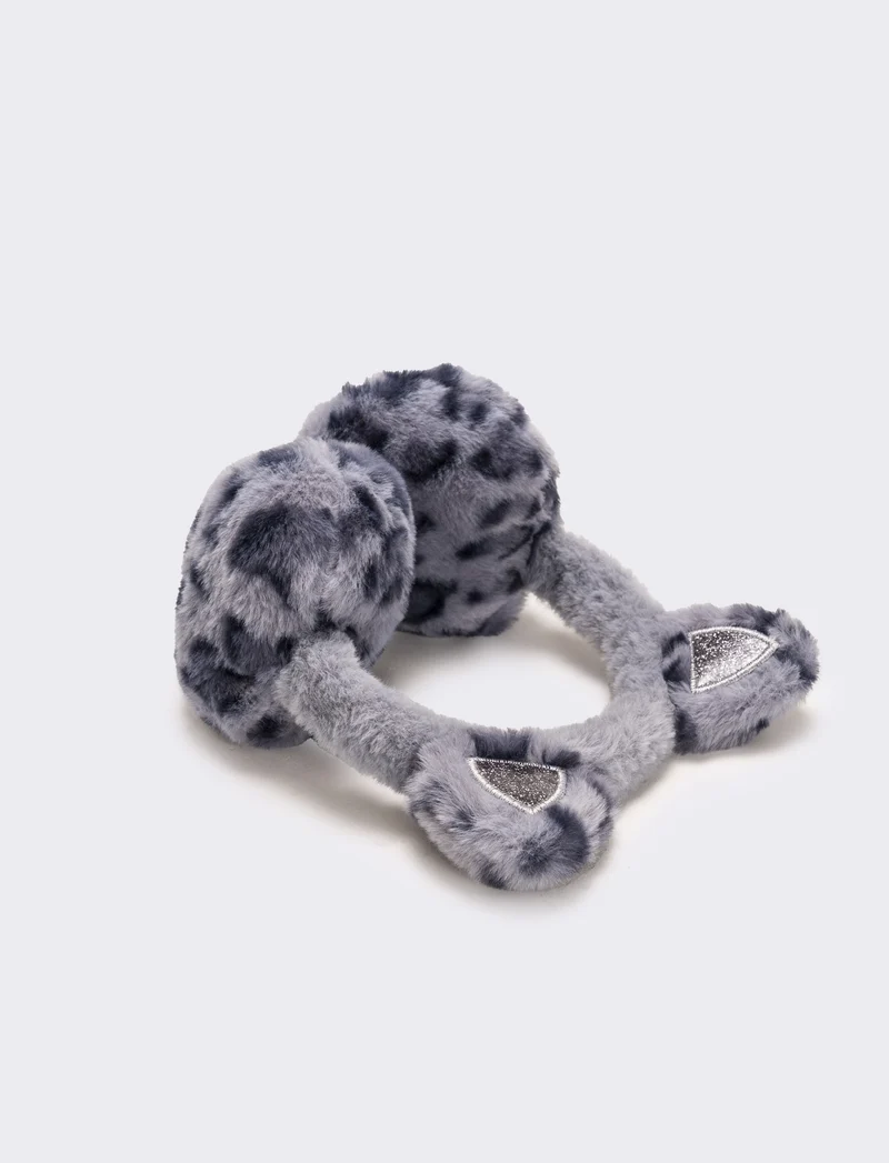 Copriorecchie leopardato con orecchie - Blu