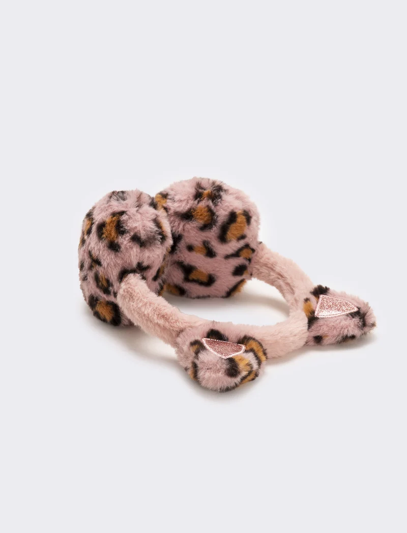 Copriorecchie leopardato con orecchie - Rosa