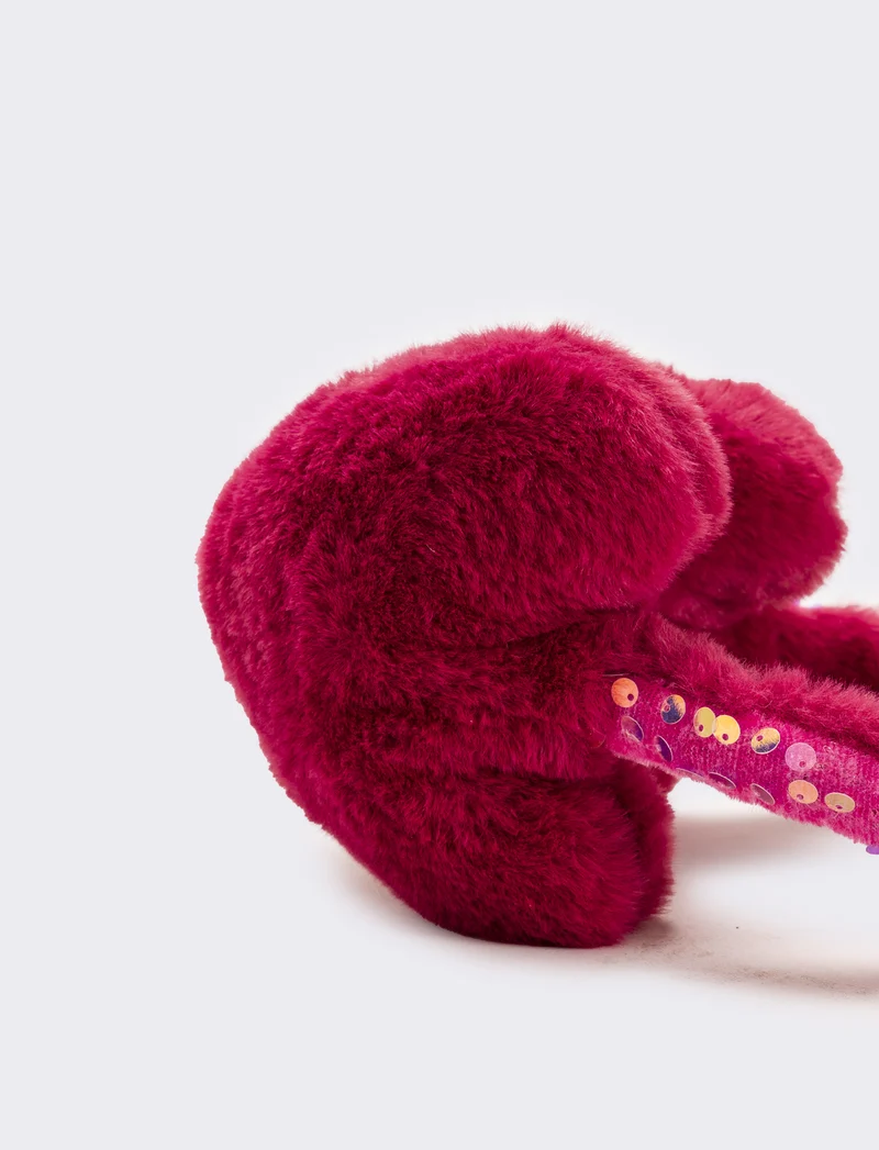 Copriorecchie cuore con paillettes - Bordeaux