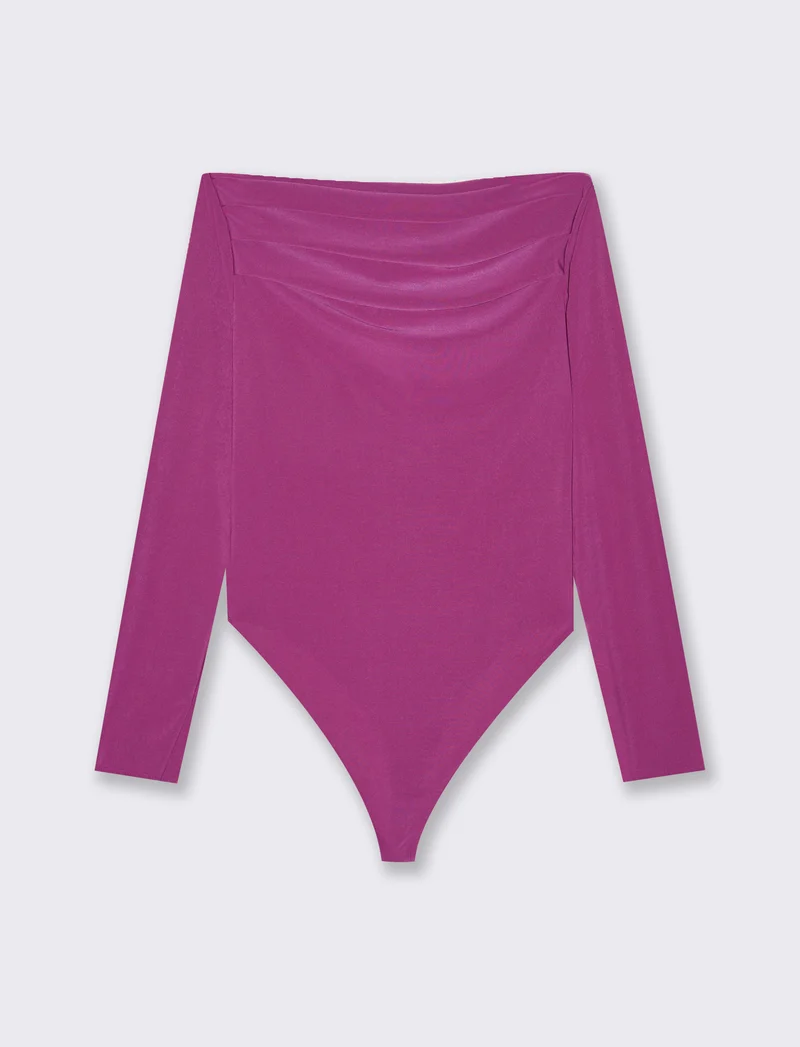 Body con scollo a barca - Fuxia