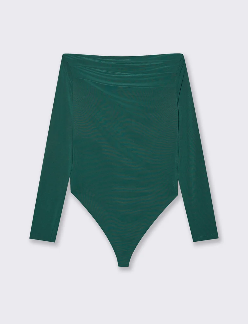 Body con scollo a barca - Verde