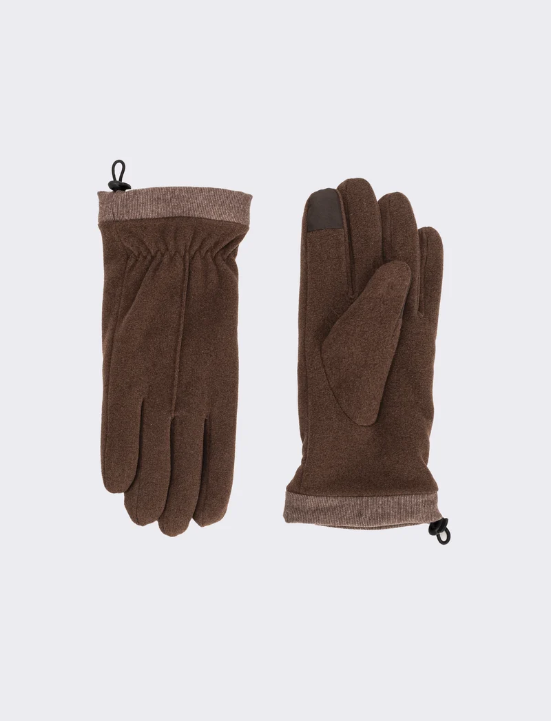 Guanti in pile con coulisse uomo - Marrone