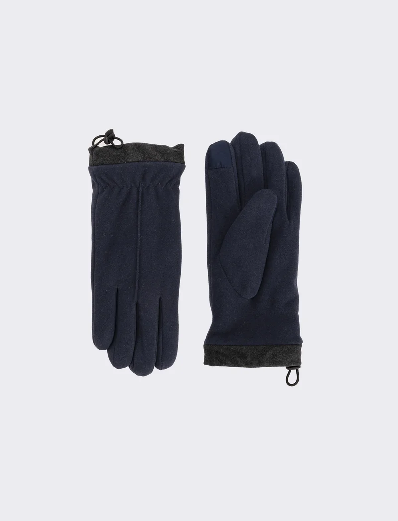 Guanti in pile con coulisse uomo - Blu