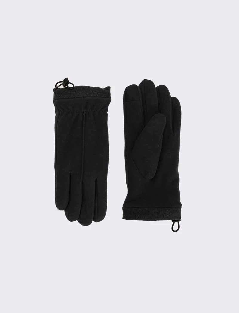 Guanti in pile con coulisse uomo - Nero