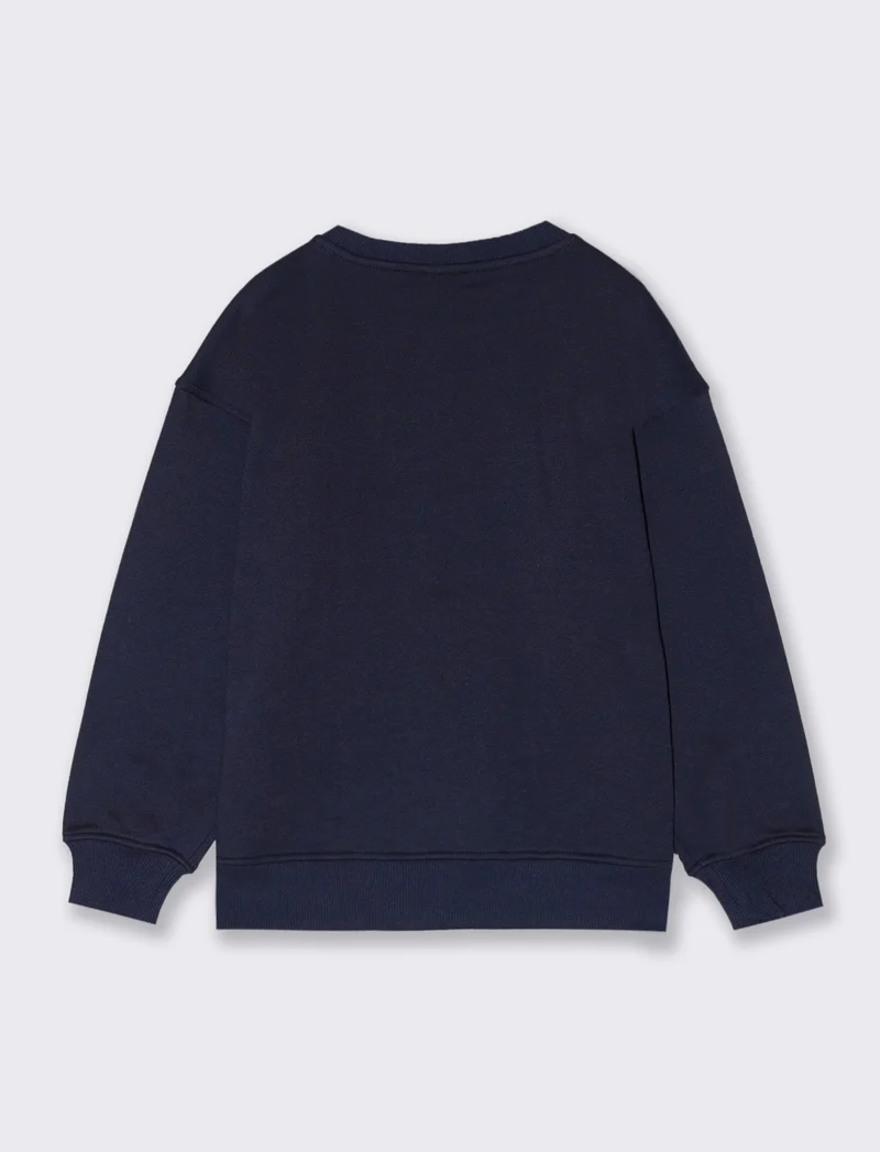 Felpa girocollo con ricamo - Blu