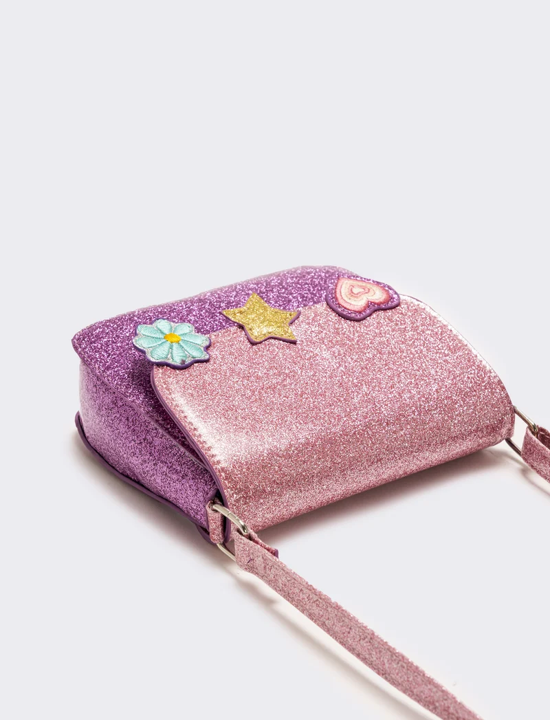 Tracolla glitter bicolor 15x13x4,5 cm - Lilla