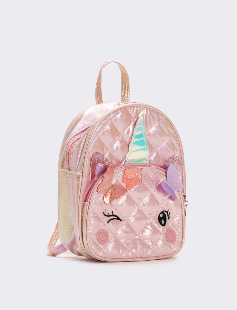 Zaino trapuntato con unicorno - Rosa