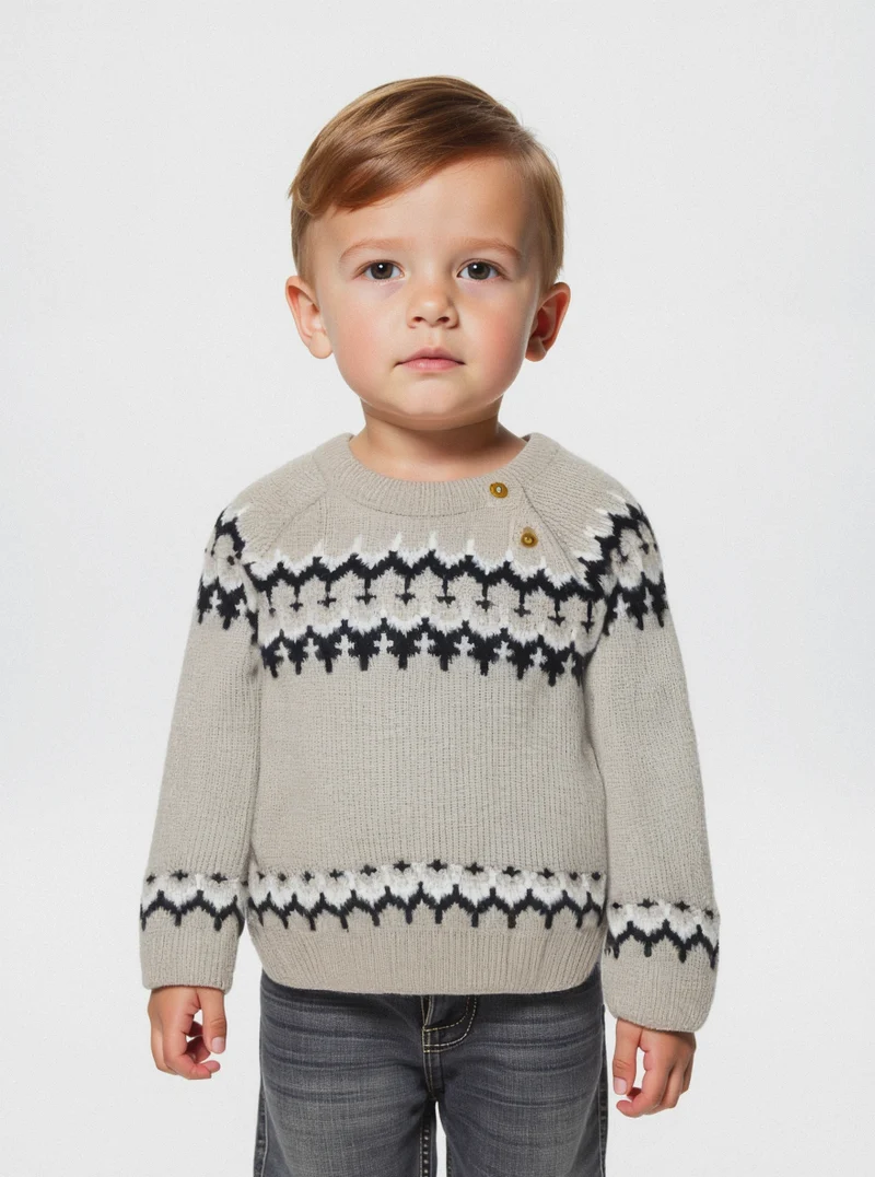 Maglioncino con disegno jacquard - Grigio