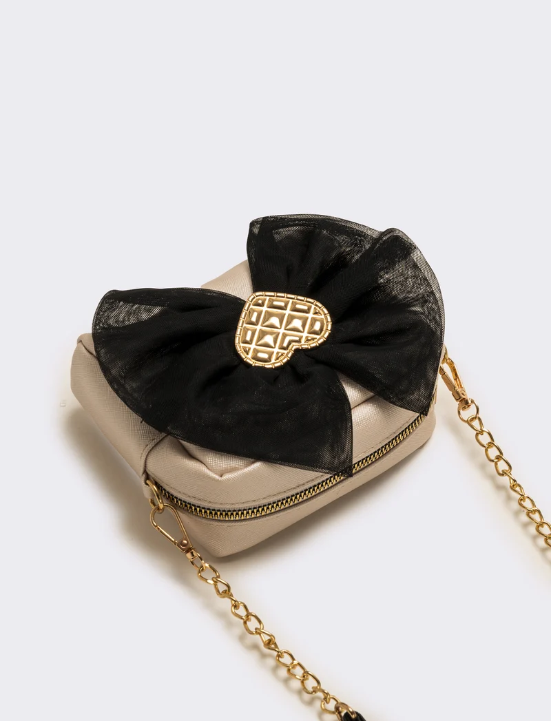 Borsa bambina tracolla con fiocco - Nero