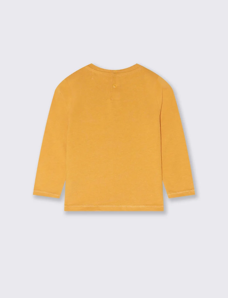 T shirt con stampa e ricami - Ocra