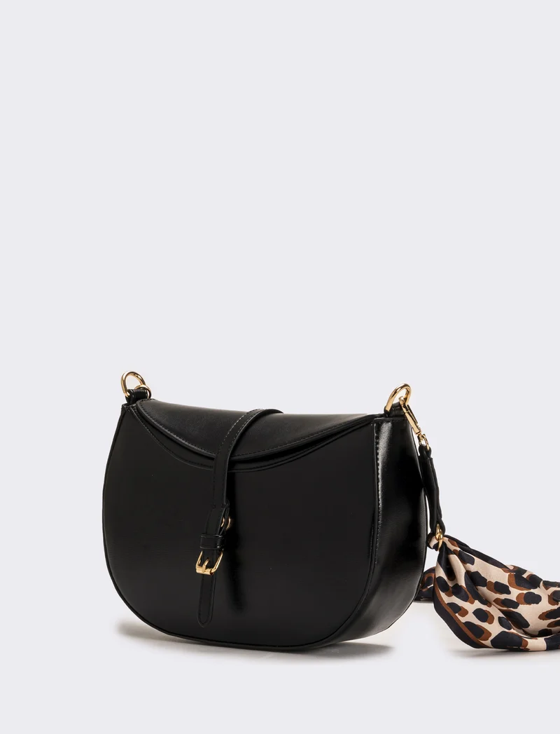 Tracolla donna con foulard varie stampe - Nero