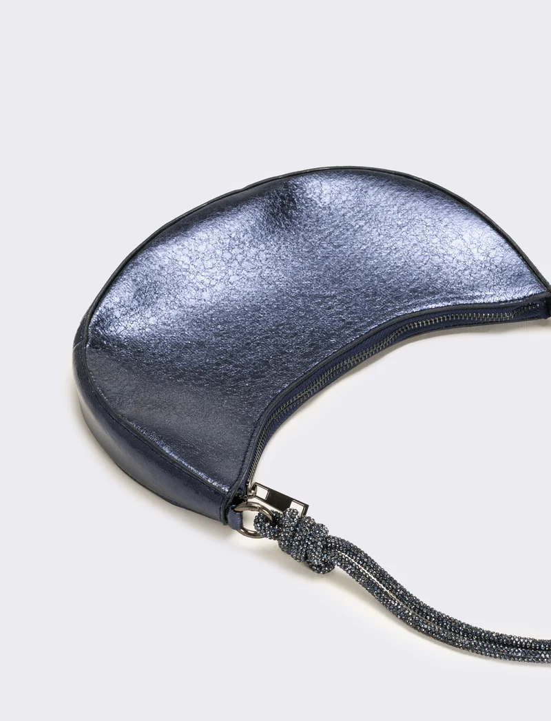 Borsa mezzaluna laminata rigida - Blu