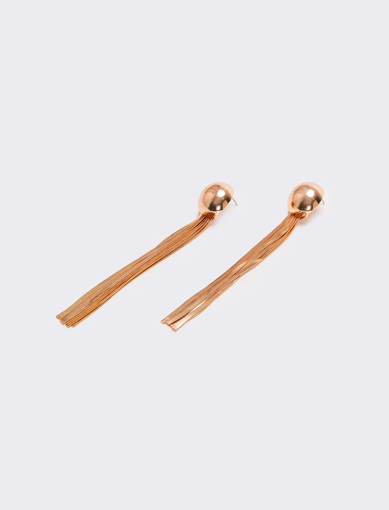 Orecchini con catenine schiacciate - Oro rosa