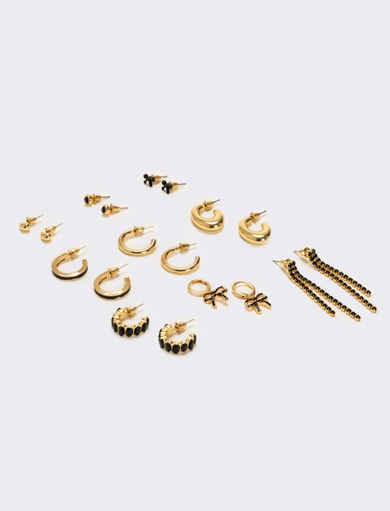 Orecchini 9 paia assortiti - Oro