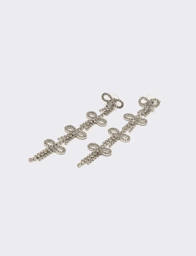 Orecchini fiocchi in strass - Argento