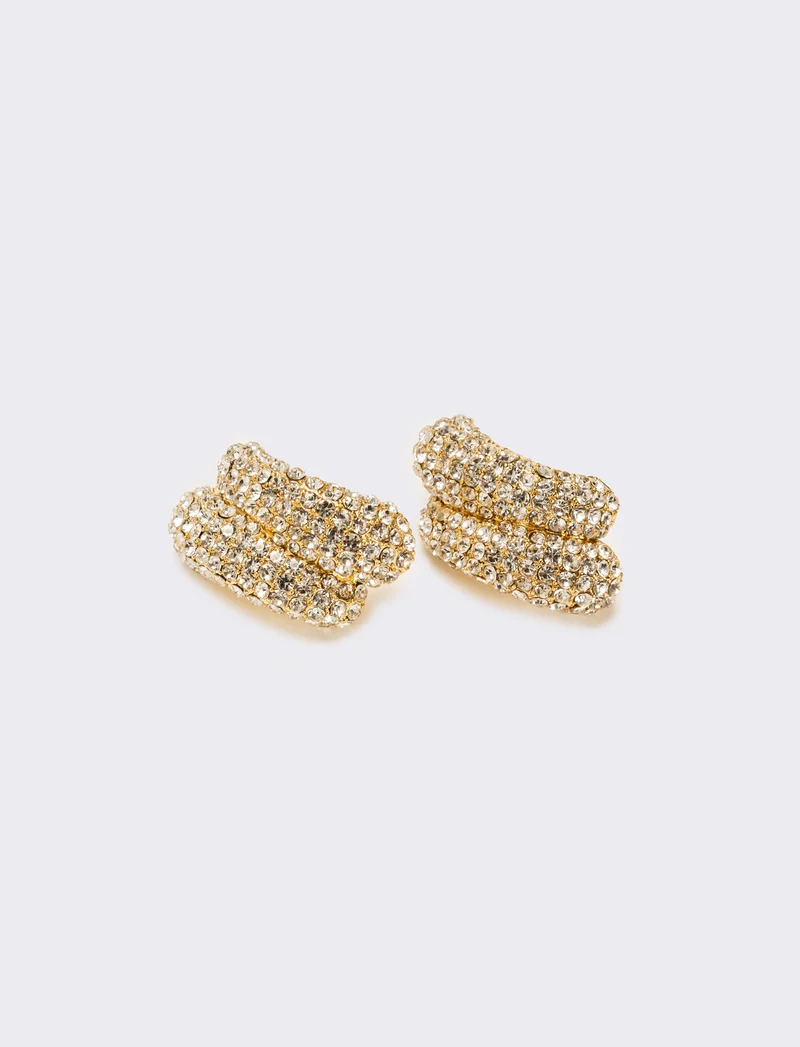 Orecchino rigido con strass - Oro