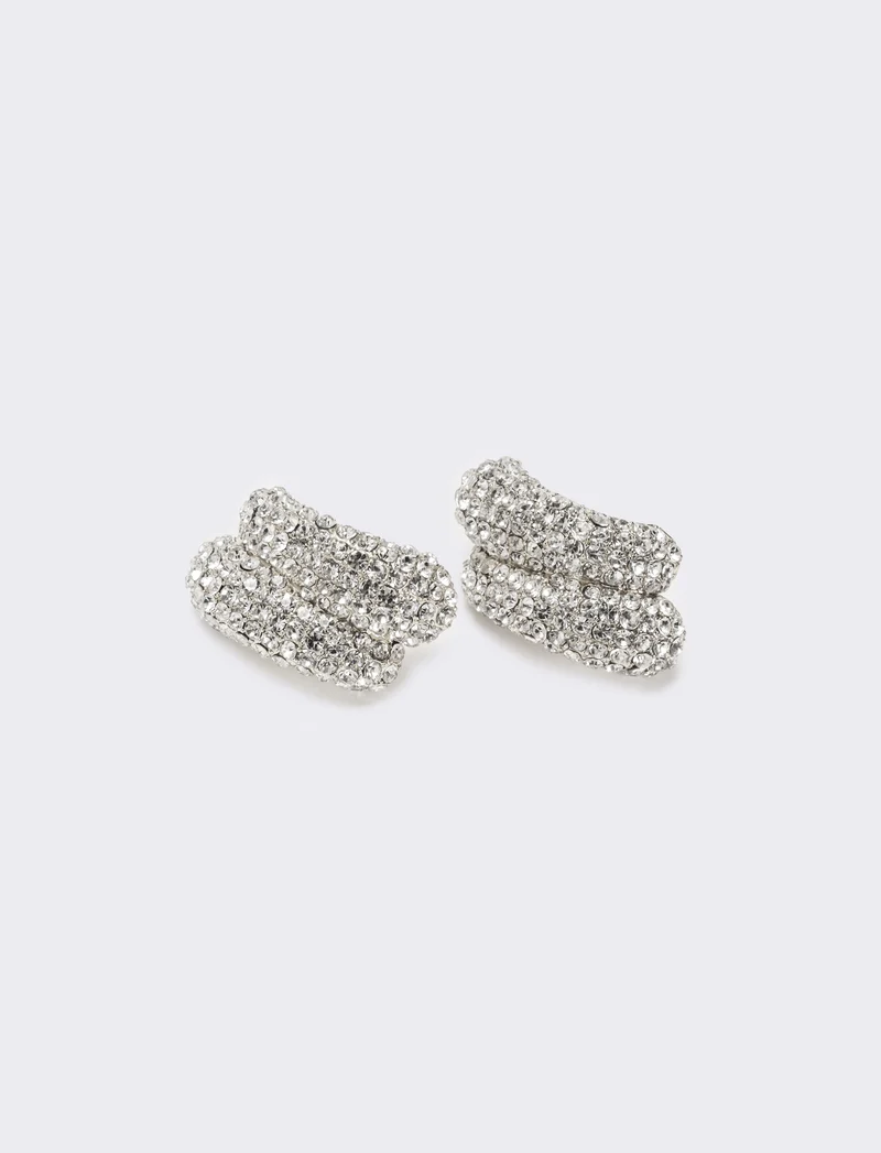 Orecchino rigido con strass - canna di fucile