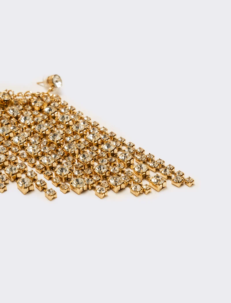 Orecchini ear cuff con strass a cascata - Oro