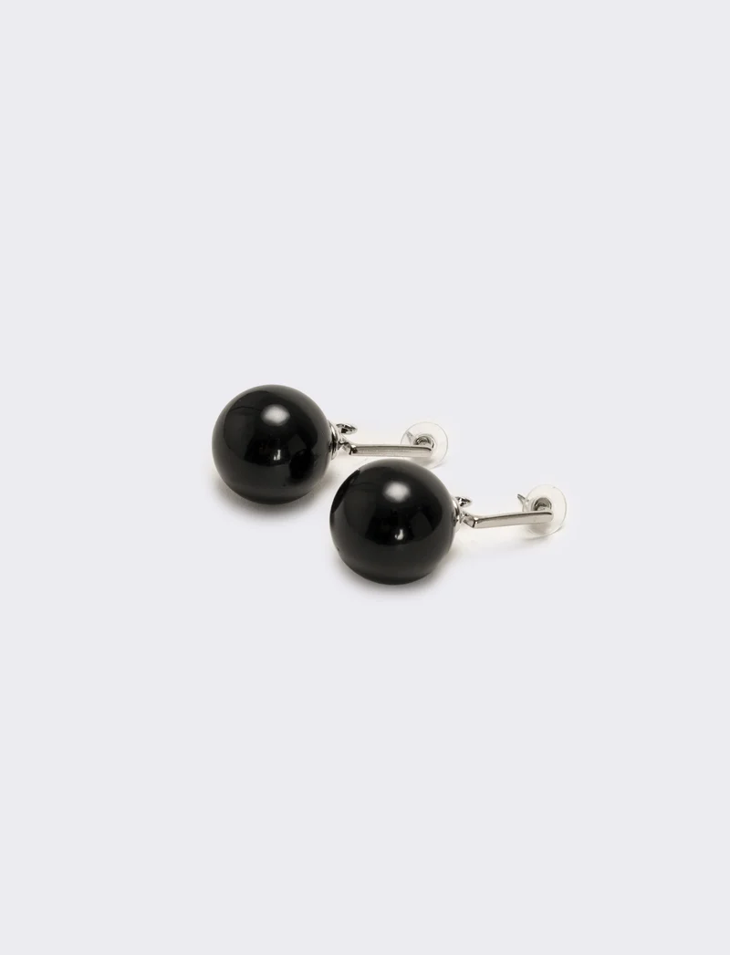Orecchino perla grande - Nero