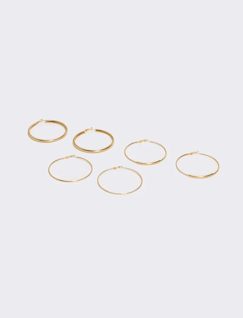 Orecchini 3 pezzi cerchi grandi - Oro