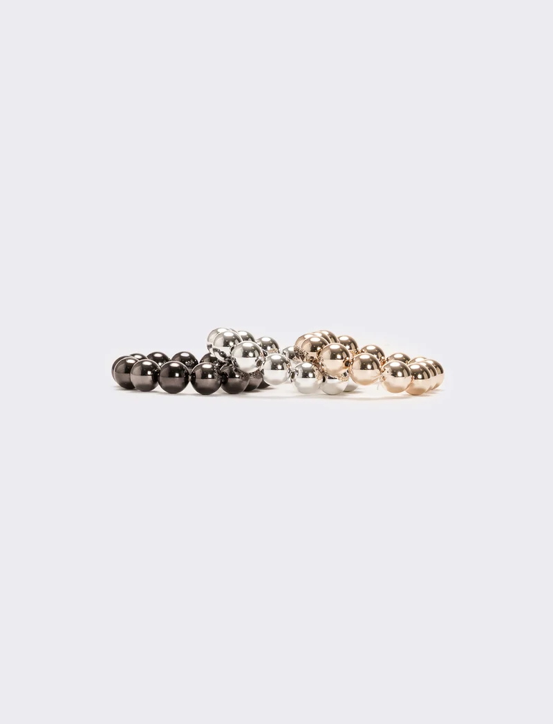 Card 3 bracciali perle metal - Multicolore