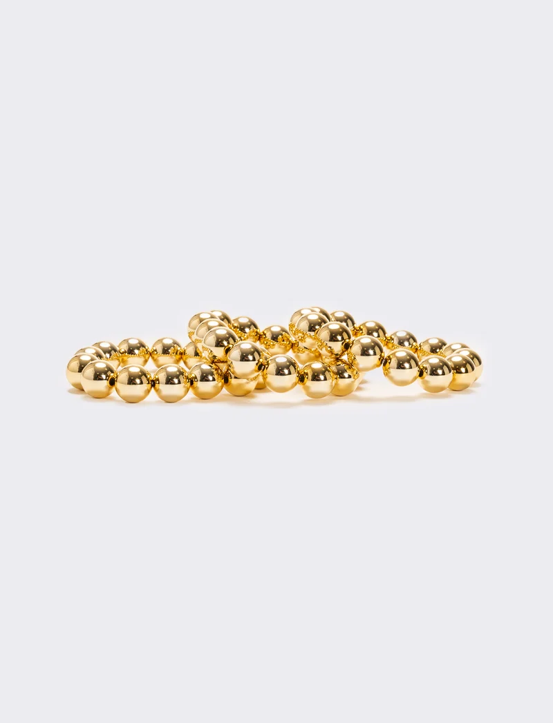 Card 3 bracciali perle metal - Oro
