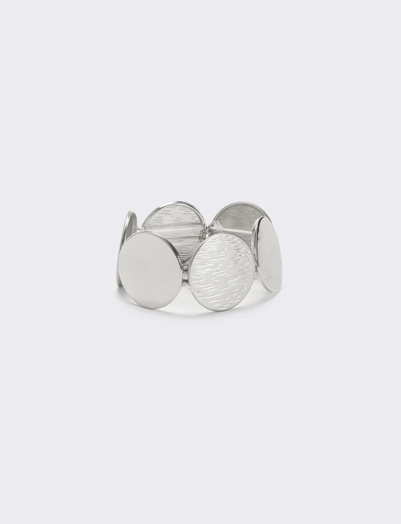 Bracciale bottoni rotondi lucido e opaco - Argento