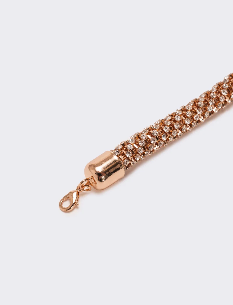 Bracciale tubolare strass - Oro rosa