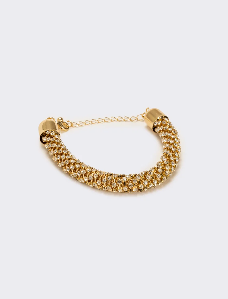 Bracciale tubolare strass - Oro