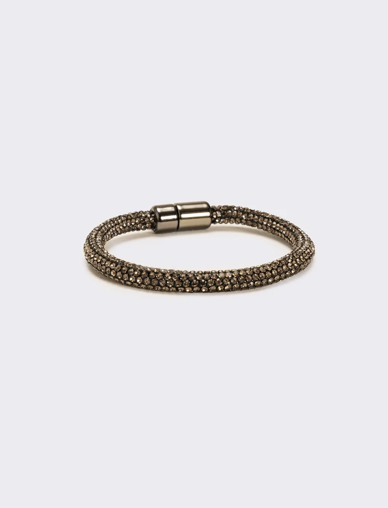Bracciale strass chiusura a calamita - Nero