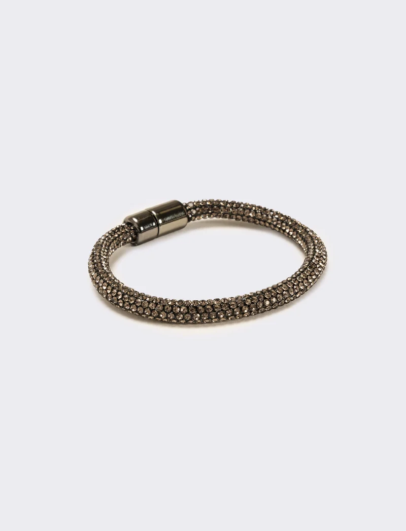 Bracciale strass chiusura a calamita - Nero