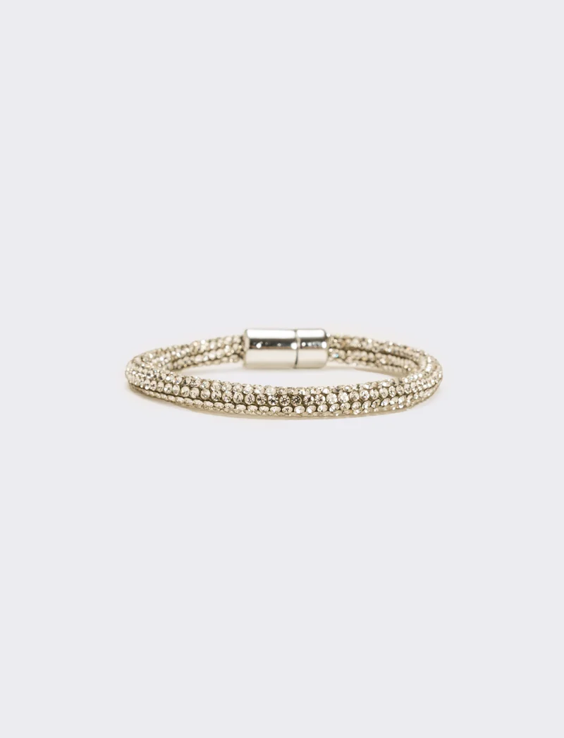 Bracciale strass chiusura a calamita - Argento