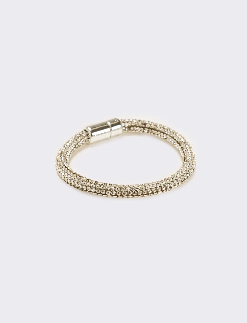 Bracciale strass chiusura a calamita - Argento
