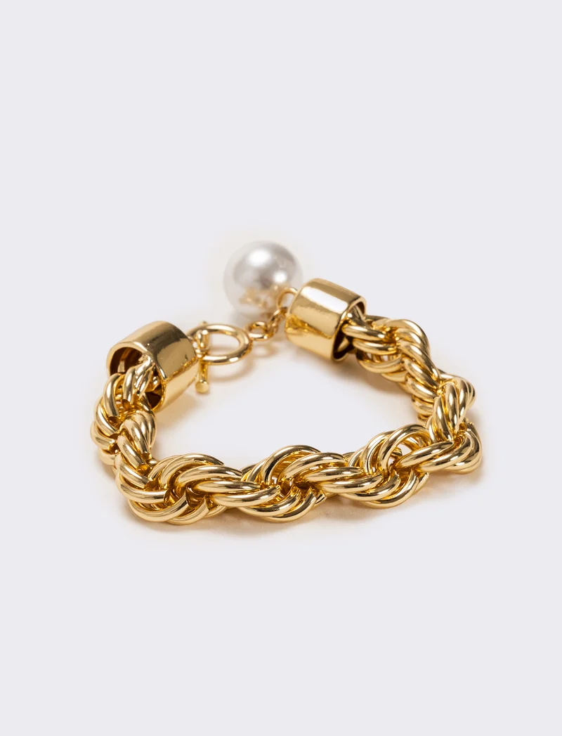 Bracciale torciglione con perla - Oro