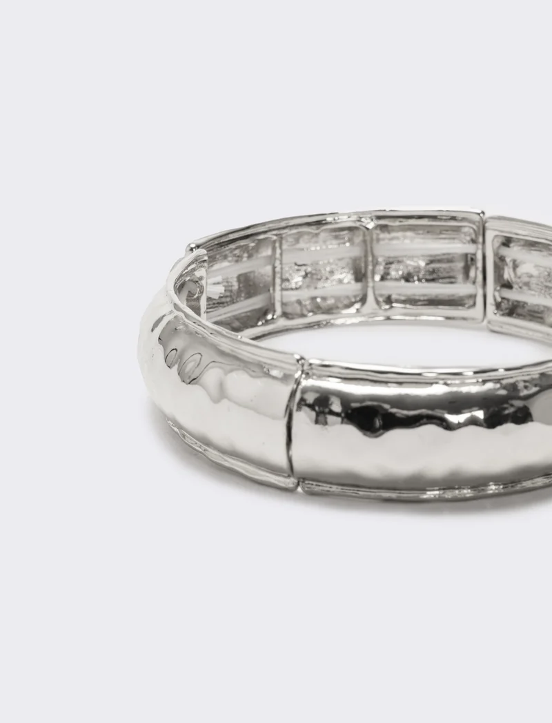 Bracciale elastico effetto martellato - Argento