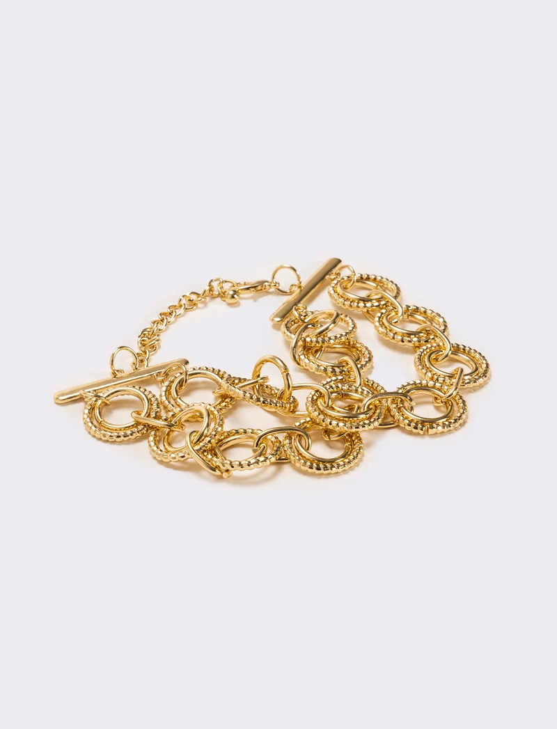 Bracciale doppio filo con cerchi - Oro