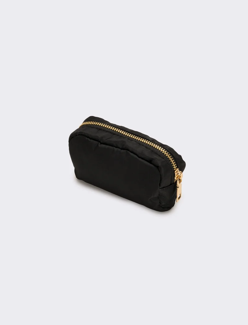 Portamonete donna in nylon con zip - Nero