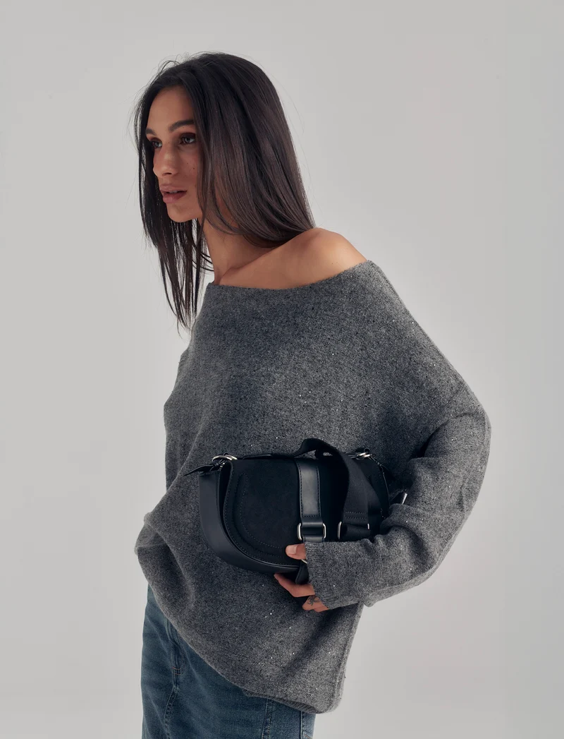 PULLOVER CON PAILLETES - Grigio mel.