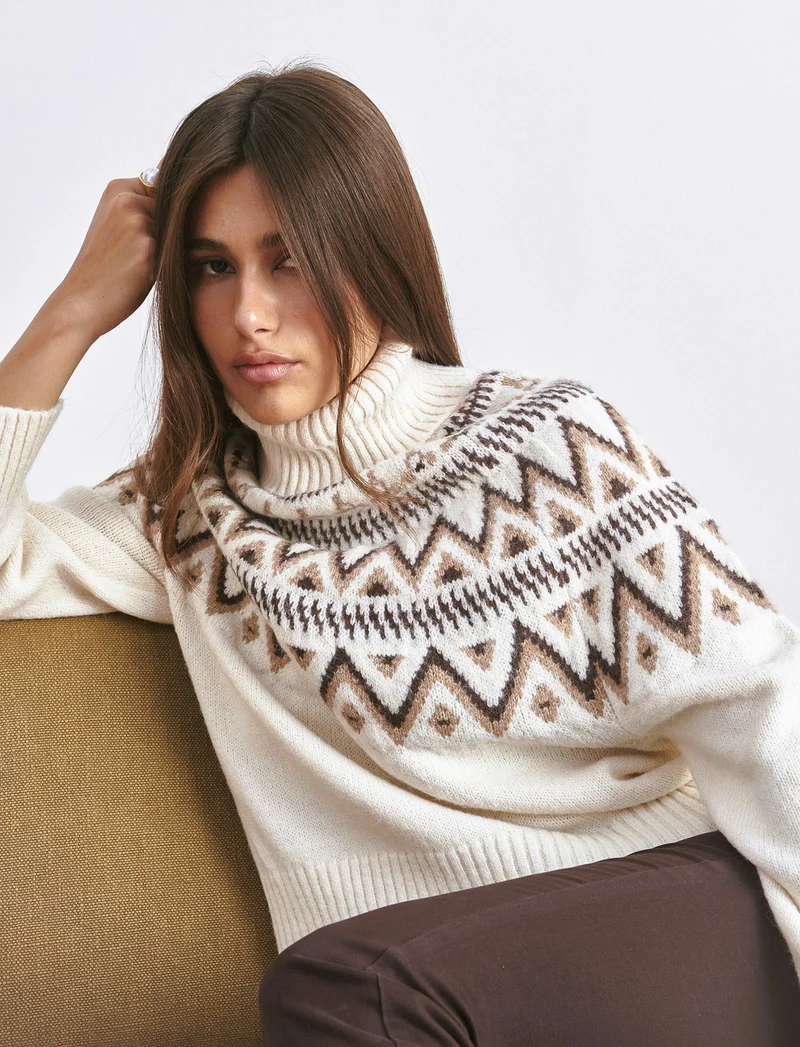 PULLOVER COLLO ALTO - Avorio