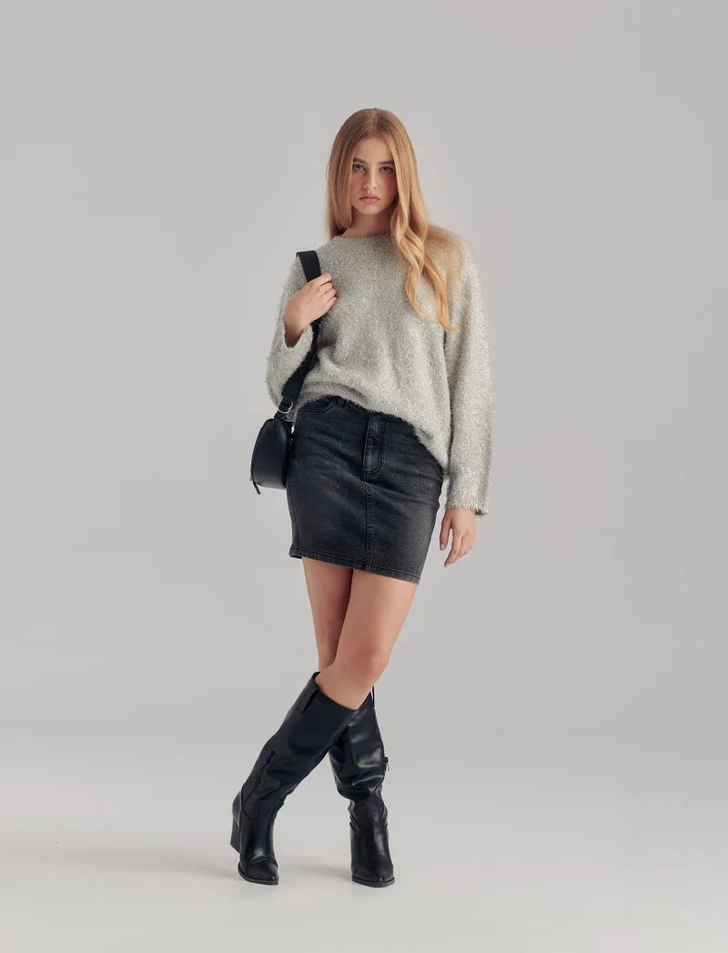 PULLOVER CON FIBRA METALLIZZATA - Argento