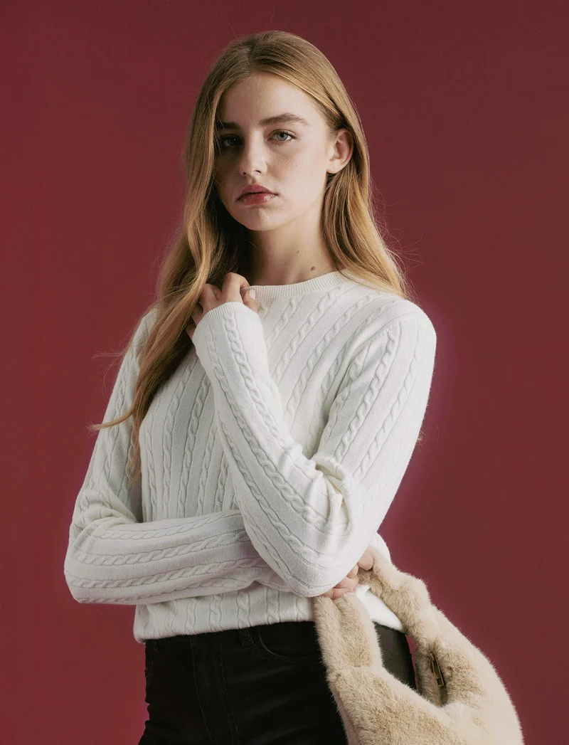 PULLOVER A TRECCE - Avorio
