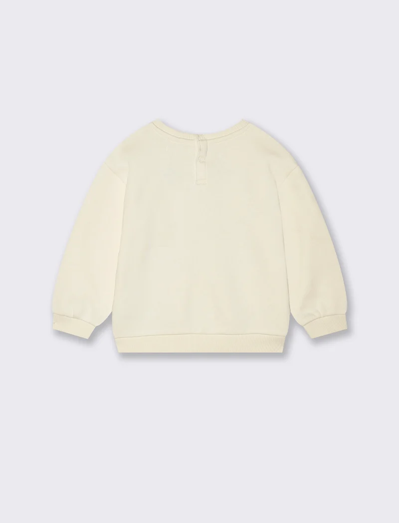 Felpa con applicazione animalier - Bianco panna